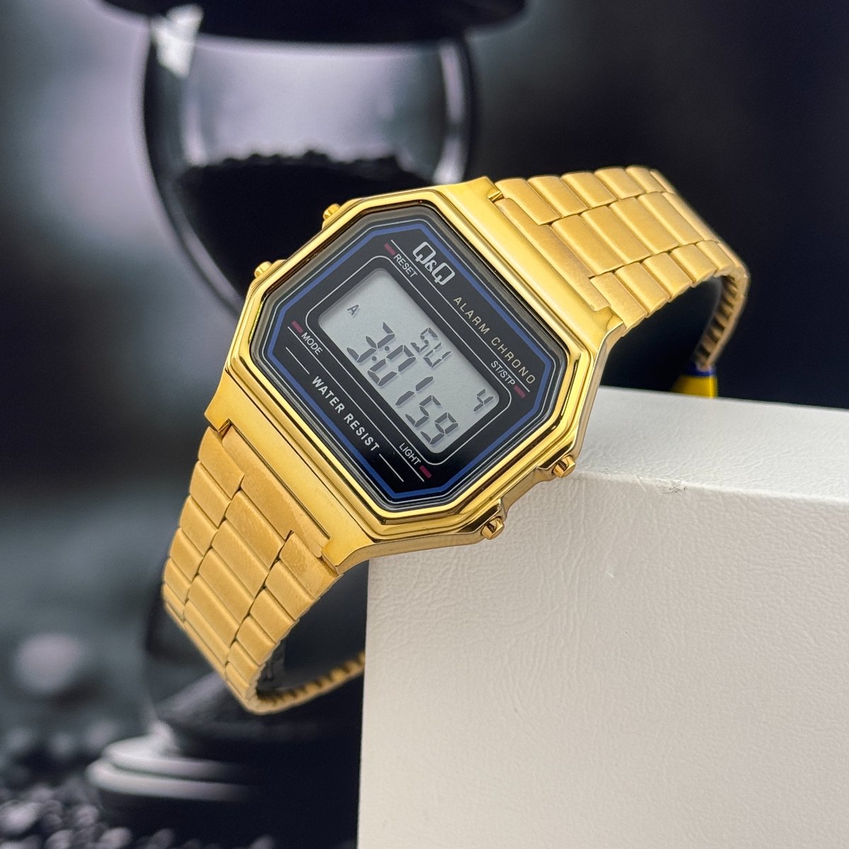 Q Q Retro Gold Digital Watch