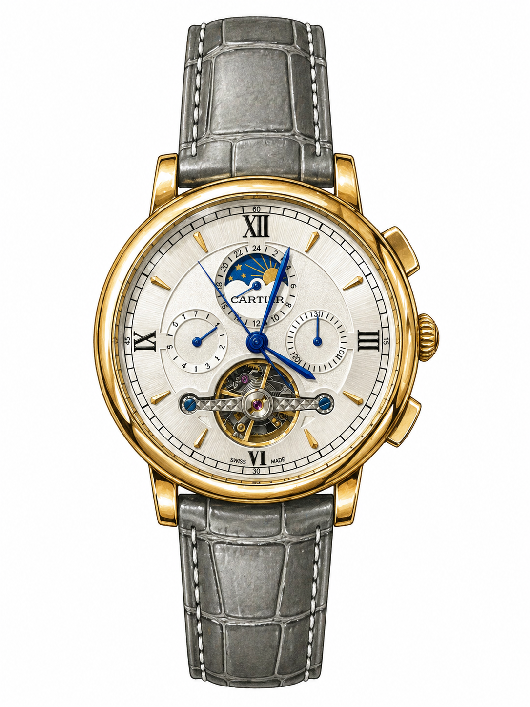 ساعة cartier رجالية جلد 544