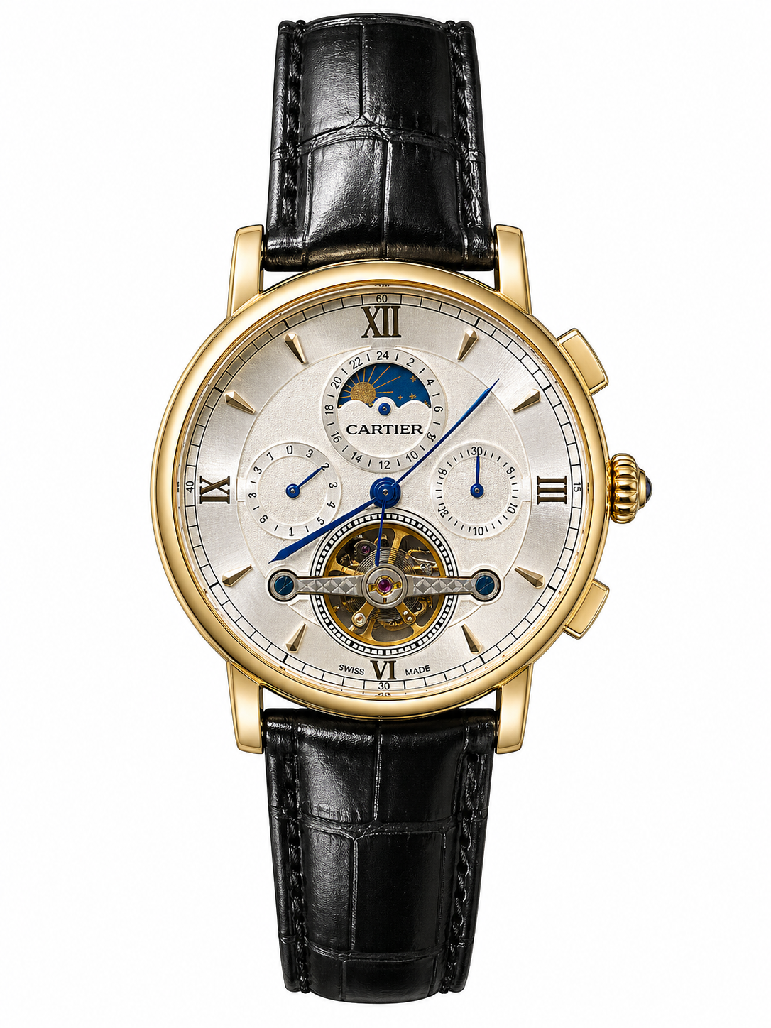 ساعة cartier رجالية جلد 648